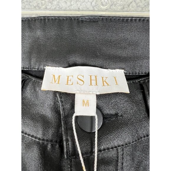 NWT MESHKI Womens Ada Coated Skinny Faux LeatherJeans Black Size Medium Romantic - Picture 3 of 12